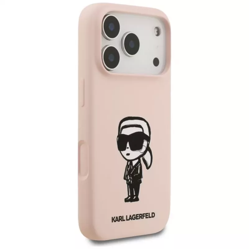 Karl Lagerfeld Silikónové puzdro pre iPhone 17 Pro s MagSafe, KL Sketch & Logo, ružové
