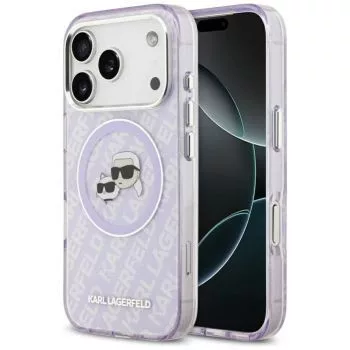 Karl Lagerfeld Apple iPhone 17 Pro silikónové puzdro s MagSafe K&C Heads Logo fialové