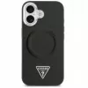 Guess Apple iPhone 17 PU kožené puzdro Triangle Logo MagSafe čierne