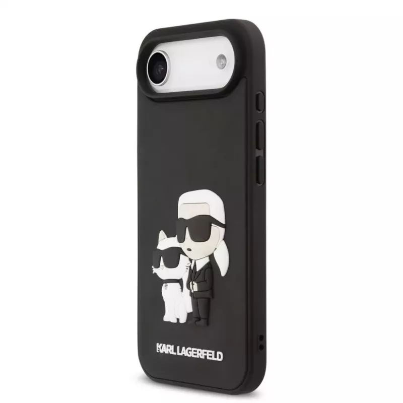 Karl Lagerfeld 3D Rubber Karl and Choupette Puzdro pre iPhone Air, čierne