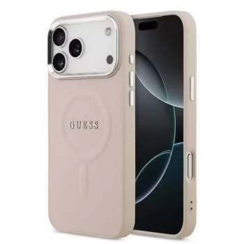 Guess Apple iPhone 17 Pro silikónové puzdro s MagSafe Classic Logo ružové