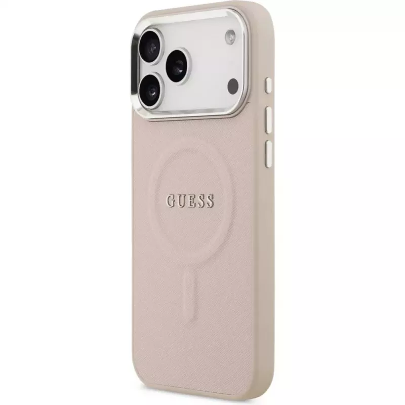 Guess Apple iPhone 17 Pro Max silikónové puzdro s MagSafe Classic Logo ružové