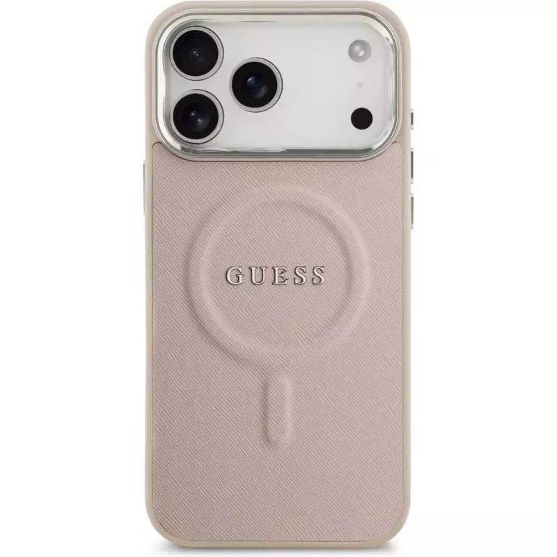 Guess Apple iPhone 17 Pro Max silikónové puzdro s MagSafe Classic Logo ružové