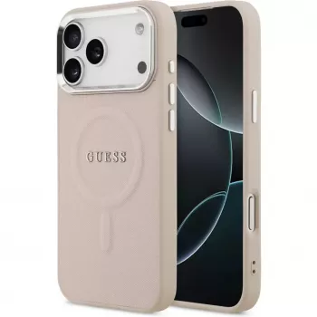 Guess Apple iPhone 17 Pro Max silikónové puzdro s MagSafe Classic Logo ružové