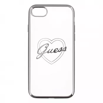 Guess Apple iPhone 7 / 8 Heart TPU puzdro strieborná