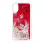 Guess Apple iPhone X/XS Glitter Hearts puzdro malinová