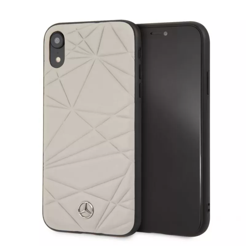 Mercedes-Benz Apple iPhone XR Twister pravá koža tvrdé puzdro sivá