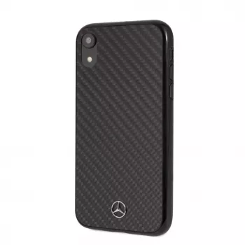 Mercedes-Benz Apple iPhone XR tvrdé puzdro pravé uhlíkové vlákno čierna