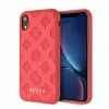 Guess Apple iPhone XR Debossed PU kožené tvrdé puzdro pivóniová červená