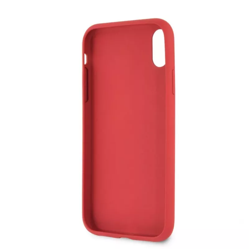 Guess Apple iPhone XR Debossed PU kožené tvrdé puzdro pivóniová červená