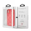 Guess Apple iPhone XR Debossed PU kožené tvrdé puzdro pivóniová červená