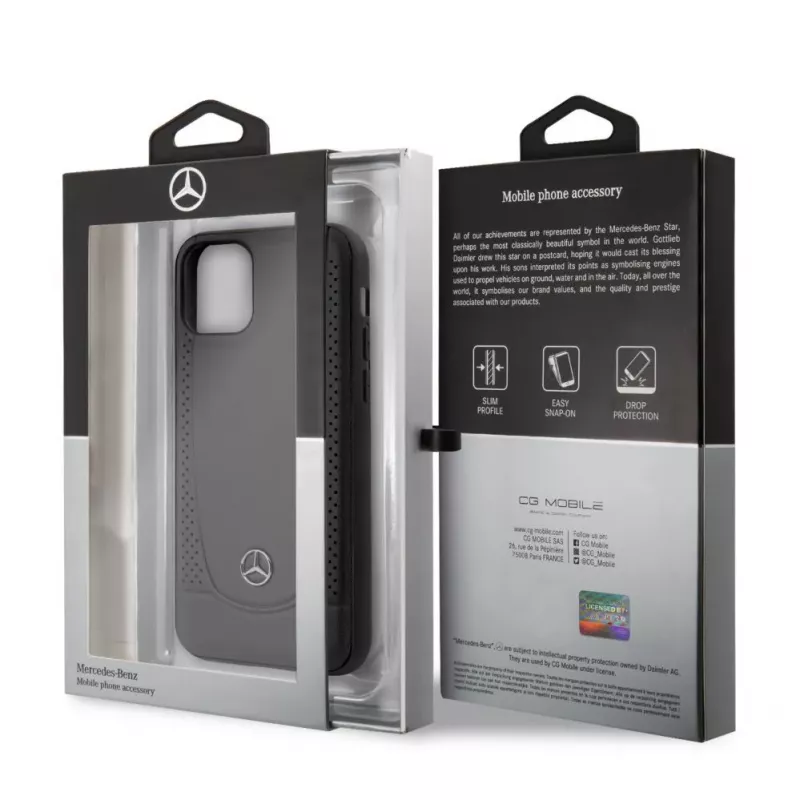 Mercedes-Benz Apple iPhone 11 Pro kožené tvrdé puzdro perforácia čierna