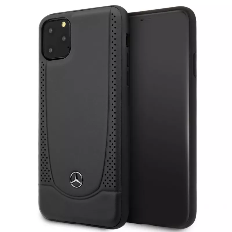 Mercedes-Benz Apple iPhone 11 Pro Max kožené tvrdé puzdro s perforáciou čierna