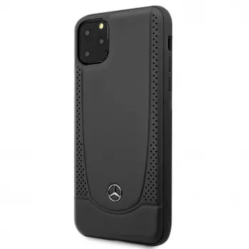 Mercedes-Benz Apple iPhone 11 Pro Max kožené tvrdé puzdro s perforáciou čierna