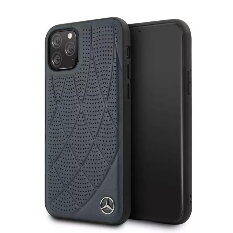 Mercedes-Benz Apple iPhone 11 Pro Quilted pravá koža puzdro modrá