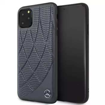 Mercedes-Benz Apple iPhone 11 Pro Max Quilted pravá koža zadný kryt modrá