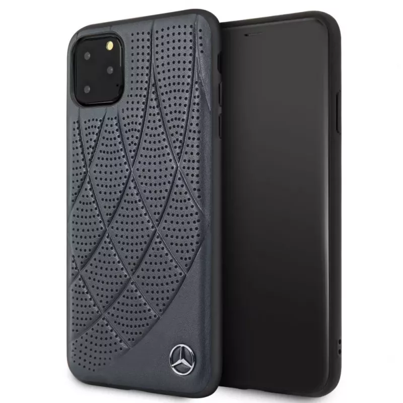 Mercedes-Benz Apple iPhone 11 Pro Max Quilted pravá koža zadný kryt modrá