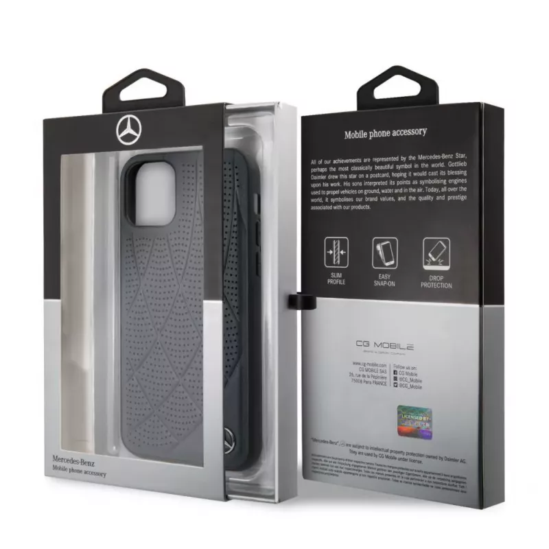 Mercedes-Benz Apple iPhone 11 Quilted pravá koža puzdro modrá