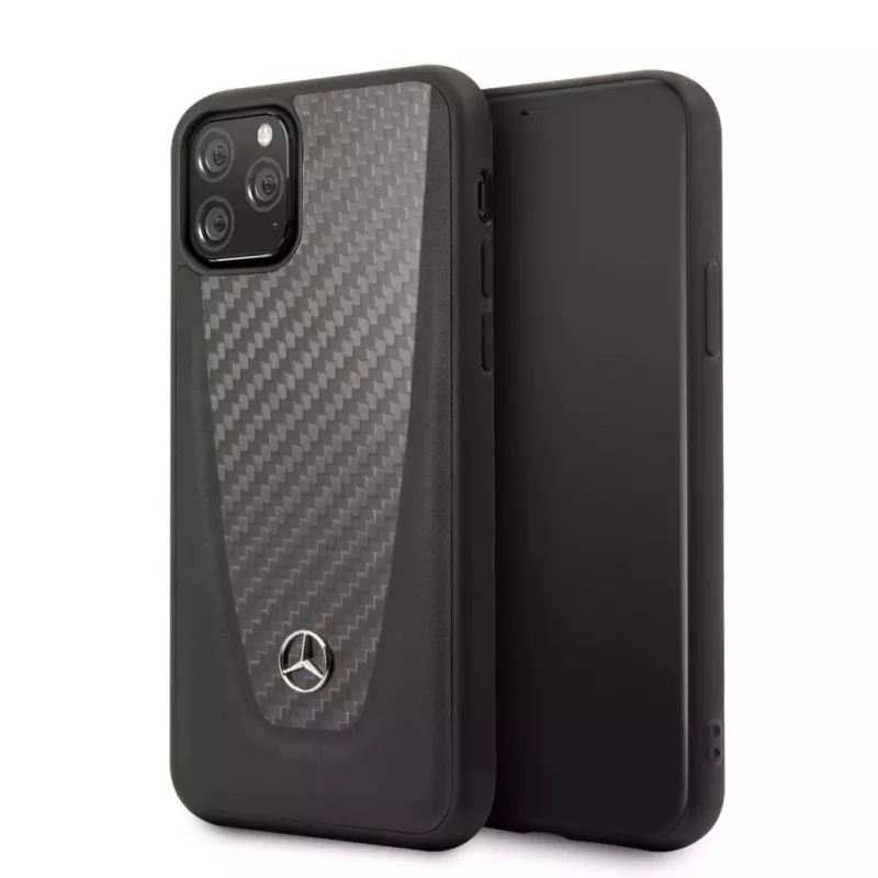 Mercedes-Benz Apple iPhone 11 Pro tvrdé puzdro koža karbón čierna
