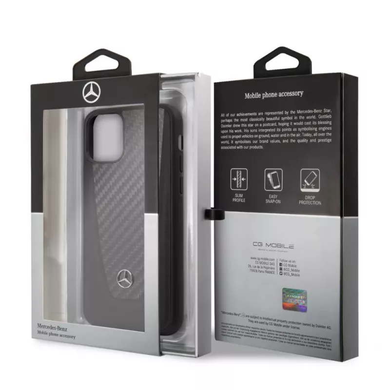 Mercedes-Benz Apple iPhone 11 tvrdé puzdro koža karbón čierna