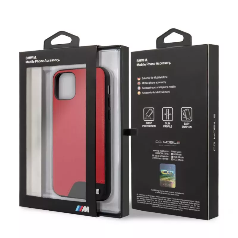 BMW Apple iPhone 11 Pro tvrdé puzdro hladká PU koža červená