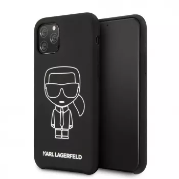 Karl Lagerfeld Apple iPhone 11 Pro Silikon Ikonik White Outline čierny zadný kryt