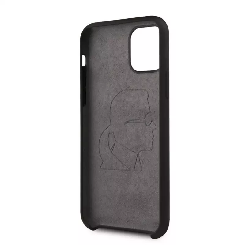Karl Lagerfeld Apple iPhone 11 Pro Silikon Ikonik White Outline čierny zadný kryt