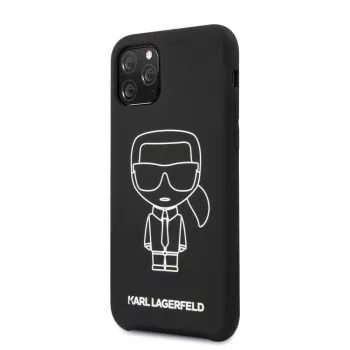 Karl Lagerfeld Apple iPhone 11 Pro Silikon Ikonik White Outline čierny zadný kryt