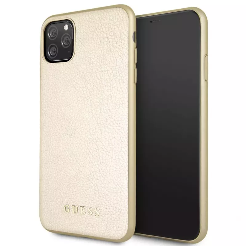Guess Apple iPhone 11 Pro Max Iridescent PU pevné puzdro zlatá