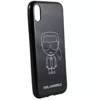 Karl Lagerfeld iPhone XR PC/TPU Glitter Ikonik White Outline čierna