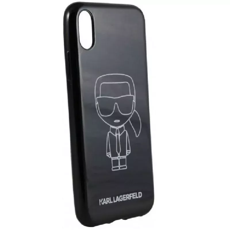 Karl Lagerfeld iPhone XR PC/TPU Glitter Ikonik White Outline čierna