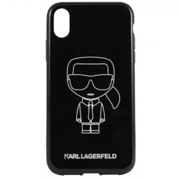Karl Lagerfeld iPhone XR PC/TPU Glitter Ikonik White Outline čierna