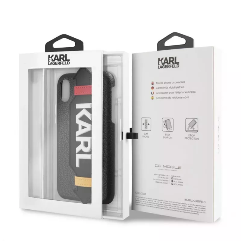 Karl Lagerfeld Apple iPhone X/XS PU puzdro s popruhom čierna