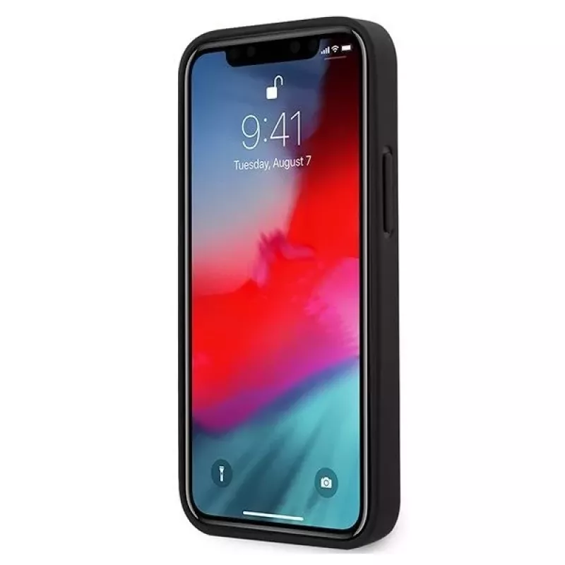 Guess GUHCP12SVSATMLRE Saffiano pevné puzdro pre Apple iPhone 12 Mini - červená