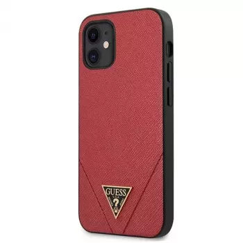 Guess GUHCP12SVSATMLRE Saffiano pevné puzdro pre Apple iPhone 12 Mini - červená
