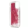 Guess iPhone 12 mini 5,4 palca Liquid Glitter Charms kryt malinová
