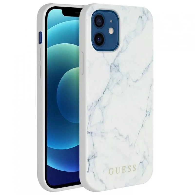 Guess Apple iPhone 12 mini 5,4 palca PC/TPU Marble kryt biela