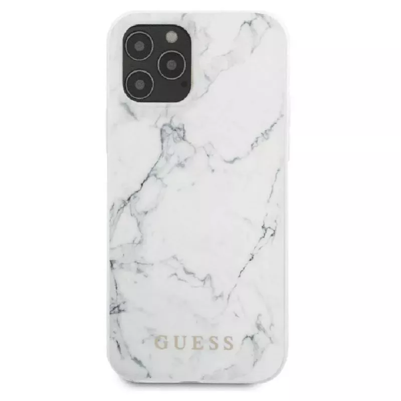 Guess Apple iPhone 12/12 Pro PC/TPU Marble kryt biela