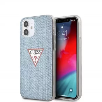 Guess Apple iPhone 12 mini 5,4'' PC/TPU Denim Triangle kryt svetlomodrá