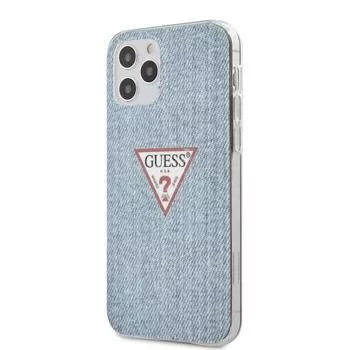 Guess iPhone 12 Pro Max PC/TPU Denim Triangle kryt svetlomodrá