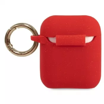 Guess AirPods Pro Glitter silikónové puzdro červená