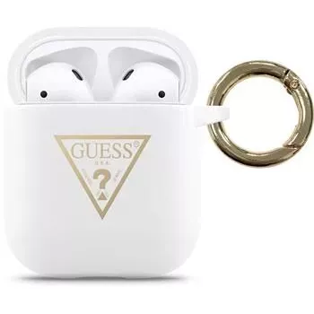 Guess Apple AirPods Triangle silikónové puzdro biela