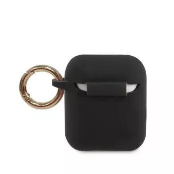 Guess Triangle silikónové puzdro pre AirPods Pro (1. a 2. gen) - čierna