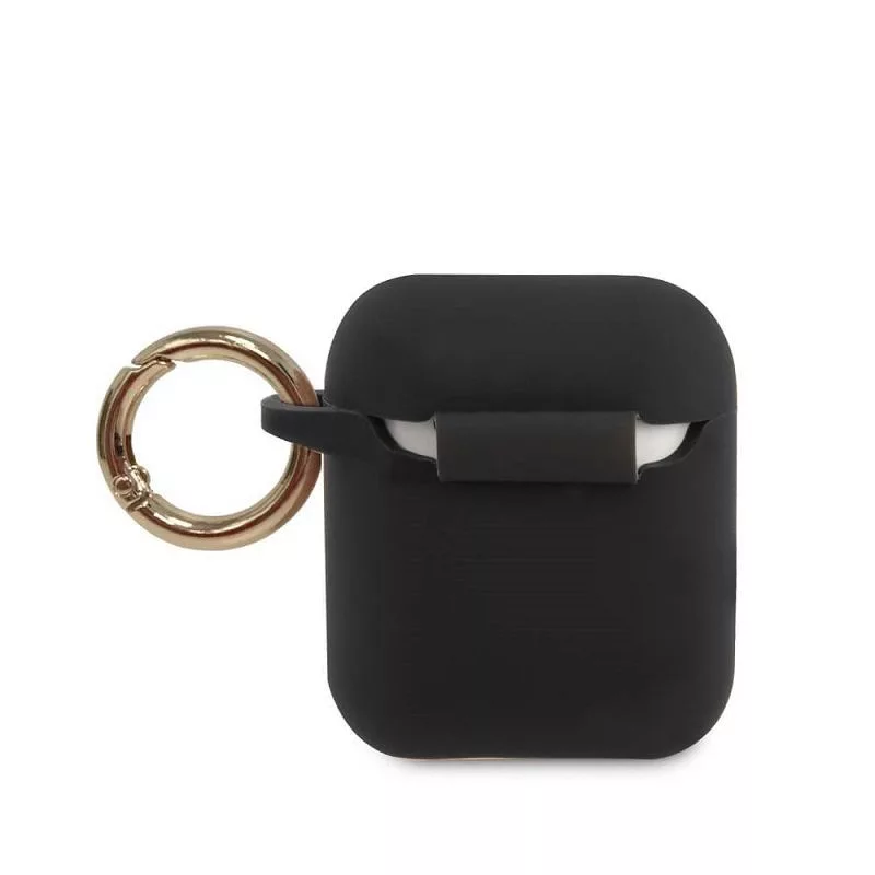 Guess Triangle silikónové puzdro pre AirPods Pro (1. a 2. gen) - čierna