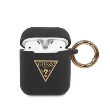 Guess Triangle silikónové puzdro pre AirPods Pro (1. a 2. gen) - čierna