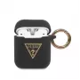 Guess Triangle silikónové puzdro pre AirPods Pro (1. a 2. gen) - čierna