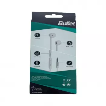 BULLET slúchadlá 3,5mm, 120 cm, biela