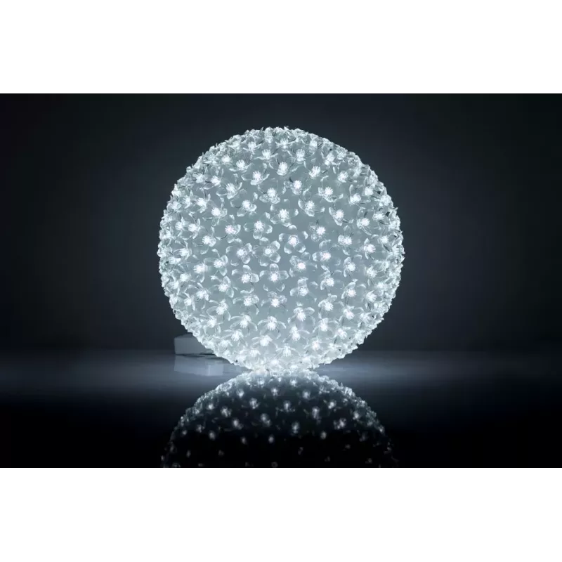 iLike Bumba ar puķēm 466 300LED D-25cm biela dekoratívna LED guľa so svetlom