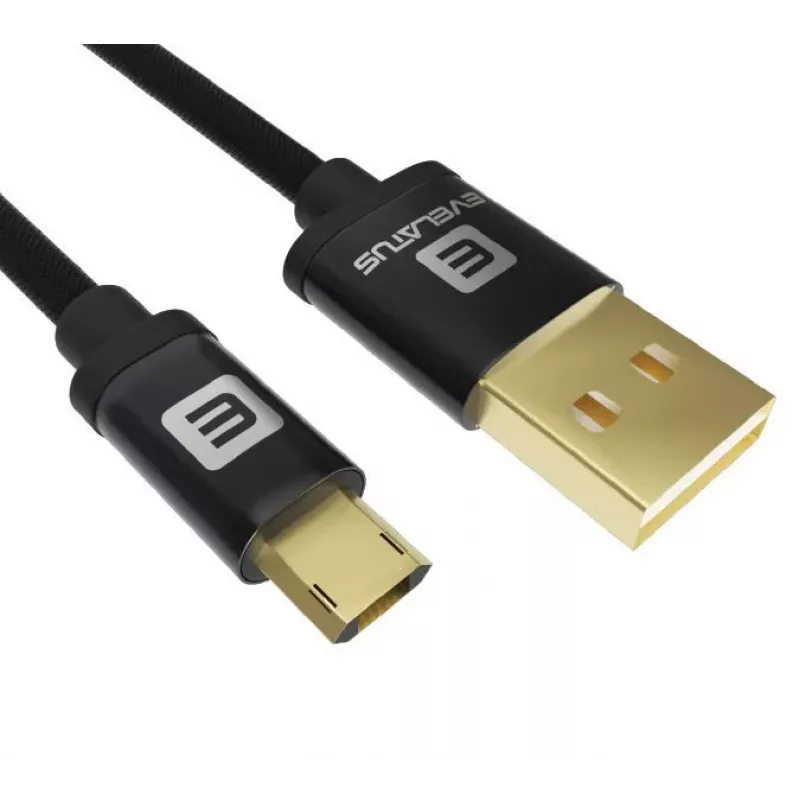 Evelatus dátový kábel Micro USB EDC02 Dual Side Gold Plated Connectors čierny