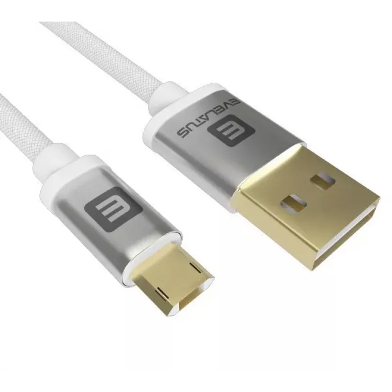 Evelatus univerzálny dátový kábel Micro USB EDC02 Dual Side Gold Plated Connectors biely
